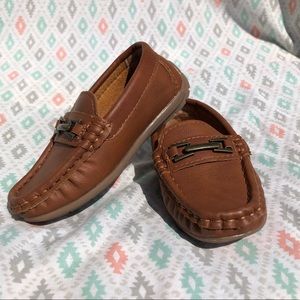 Kids shoe 5 Toddler Youth Brown Loafer Square Toe Faux Leather Church Formal